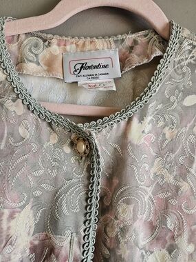 Women's Floral Brocade Jacket in Pastel Pink and Gray